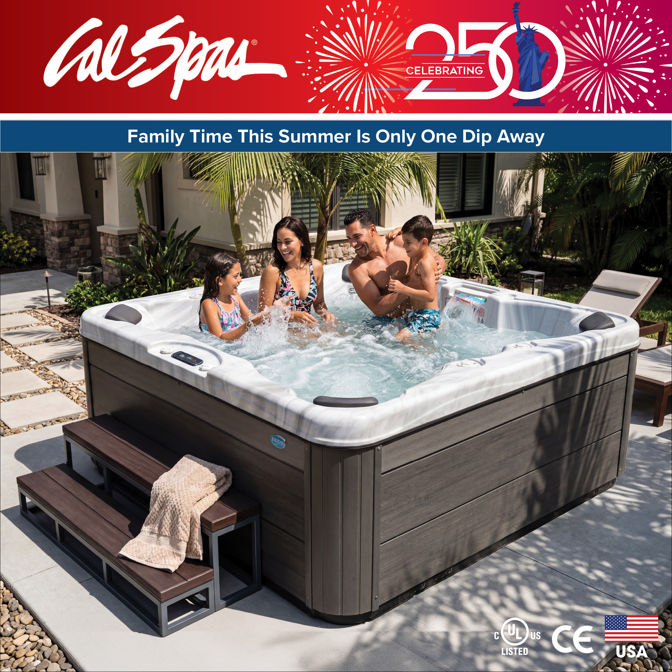 Calspas hot tub being used in a family setting - Salem